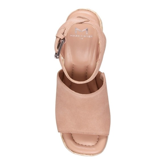 Marc Fisher LTD Nelly Espadrille Wedge Sandals Blush Suede Ankle Strap Size 8M - Picture 5 of 12